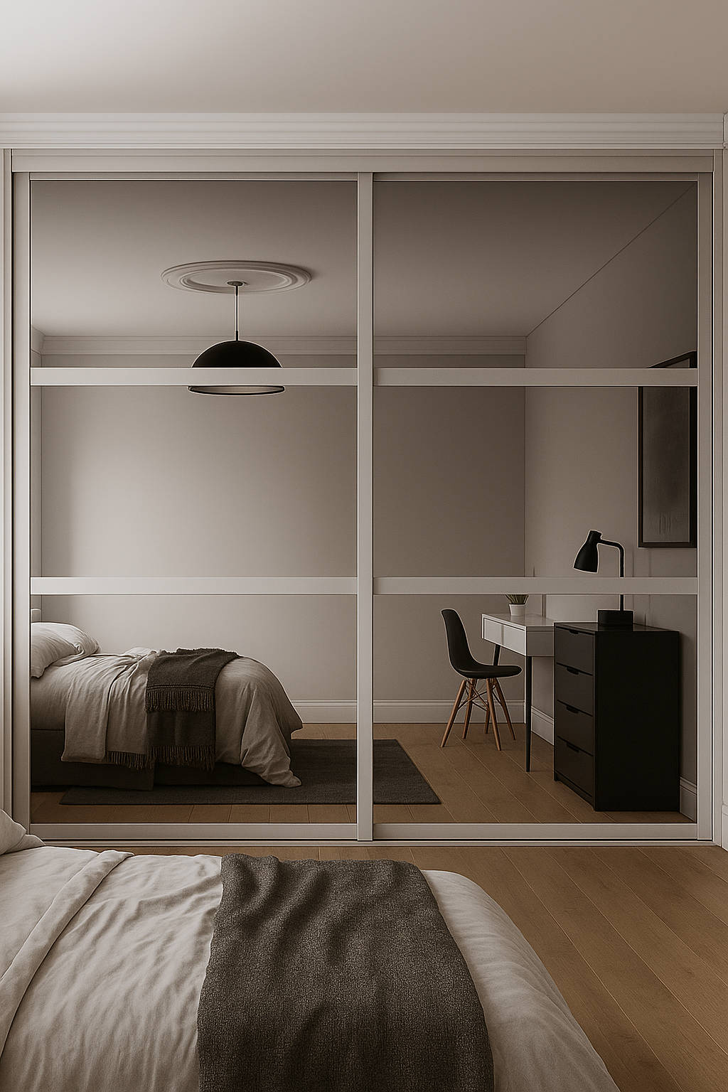 Shaker 3 Panel Mirror Sliding Wardrobe Door Kit