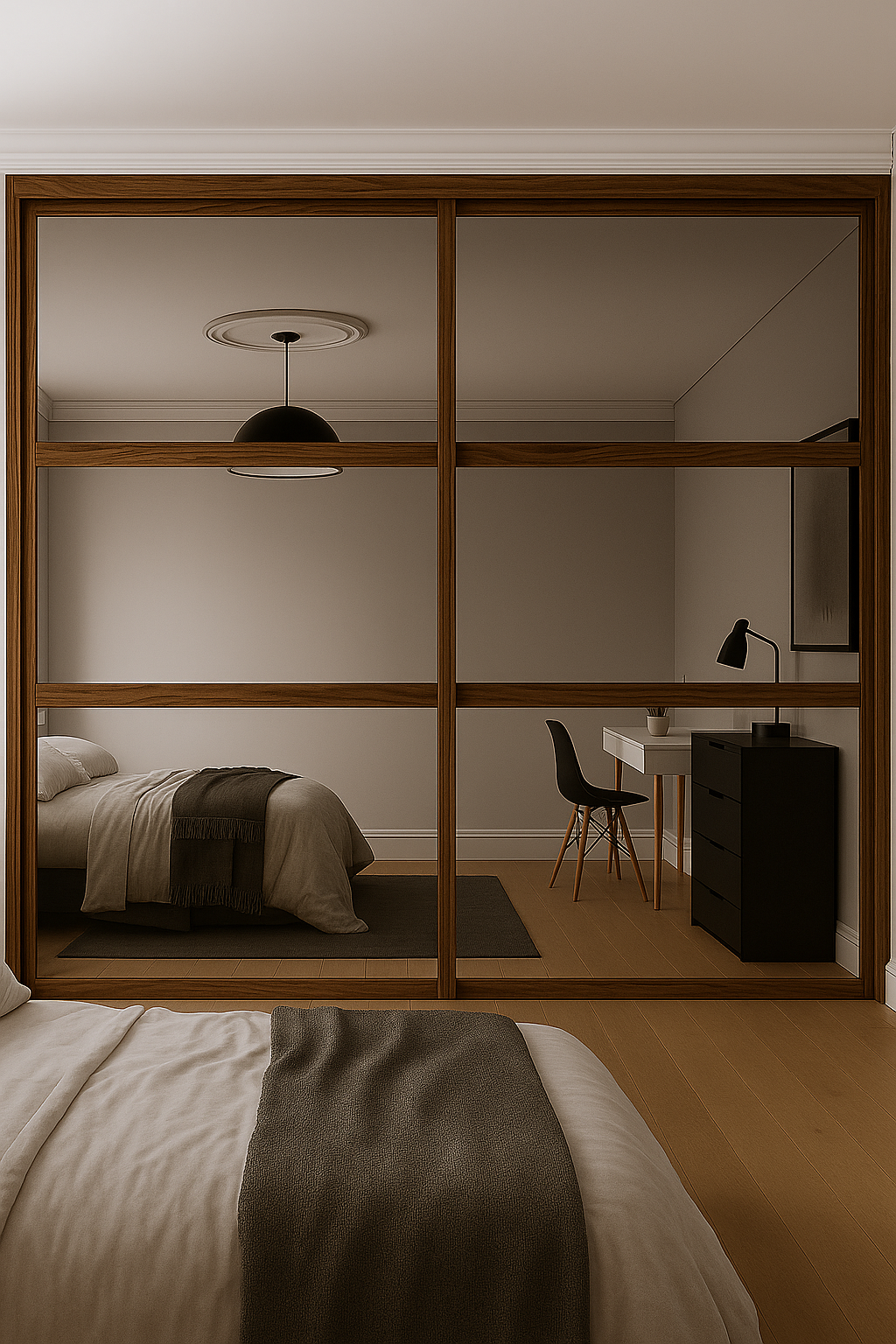 Shaker 3 Panel Mirror Sliding Wardrobe Door Kit