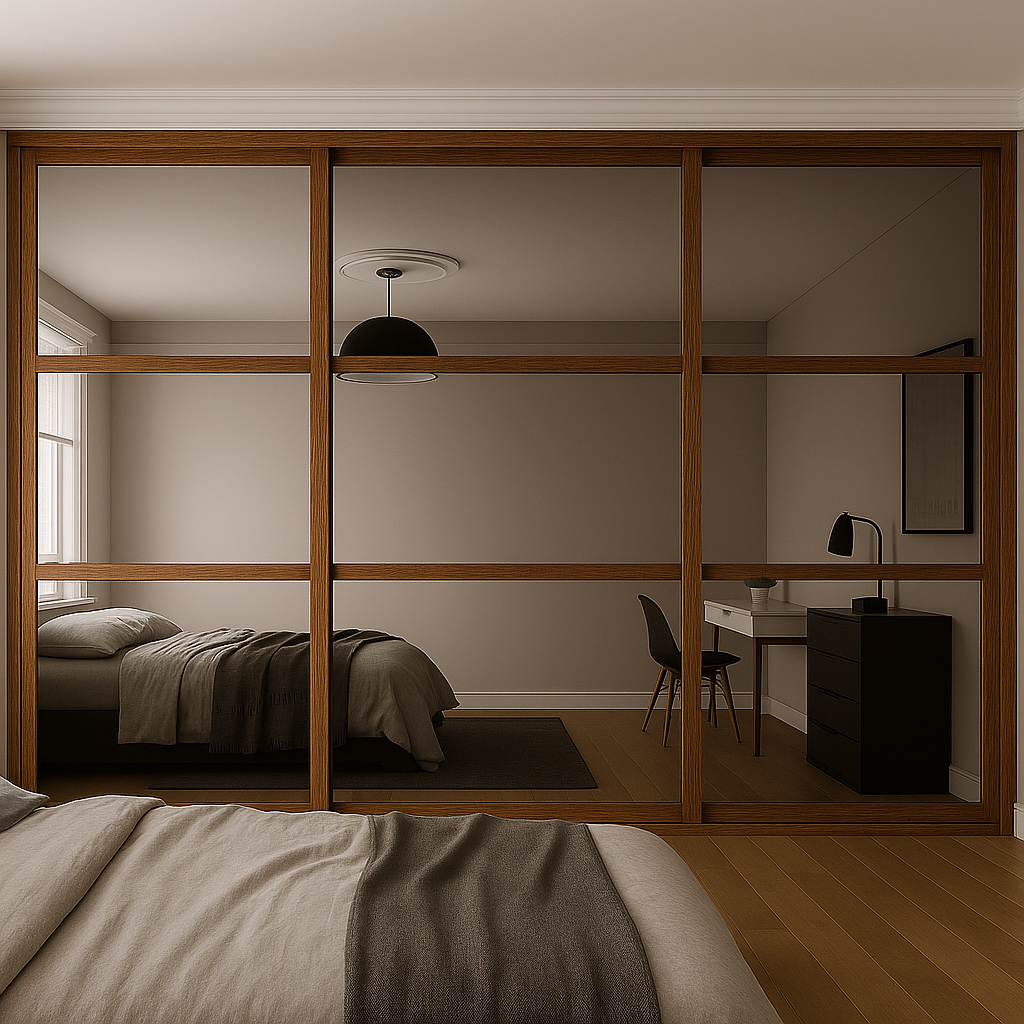 Shaker 3 Panel Mirror Sliding Wardrobe Door Kit