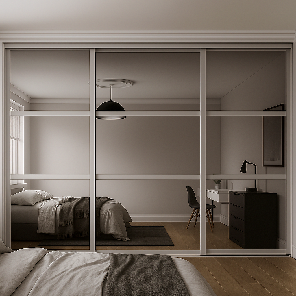 Shaker 3 Panel Mirror Sliding Wardrobe Door Kit