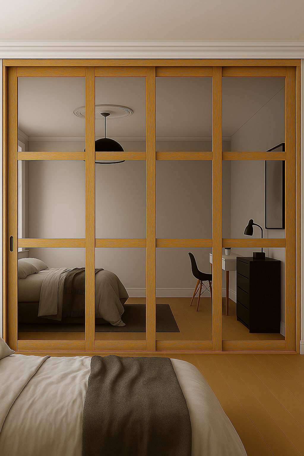 Shaker 3 Panel Mirror Sliding Wardrobe Door Kit