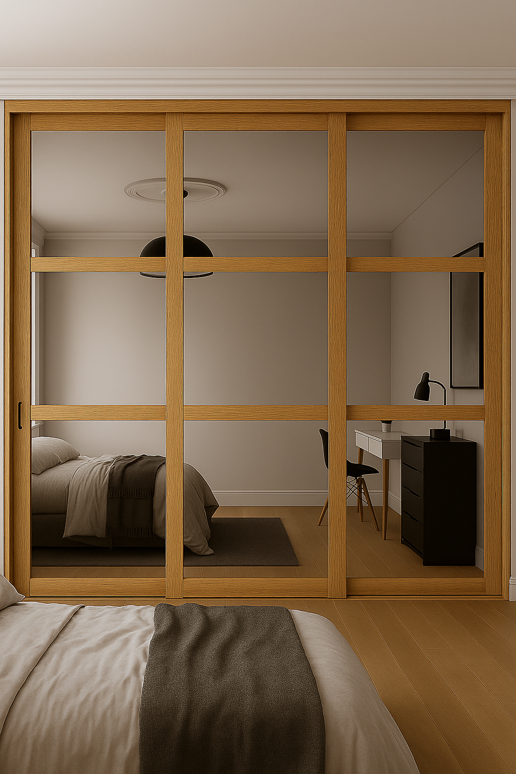 Shaker 3 Panel Mirror Sliding Wardrobe Door Kit
