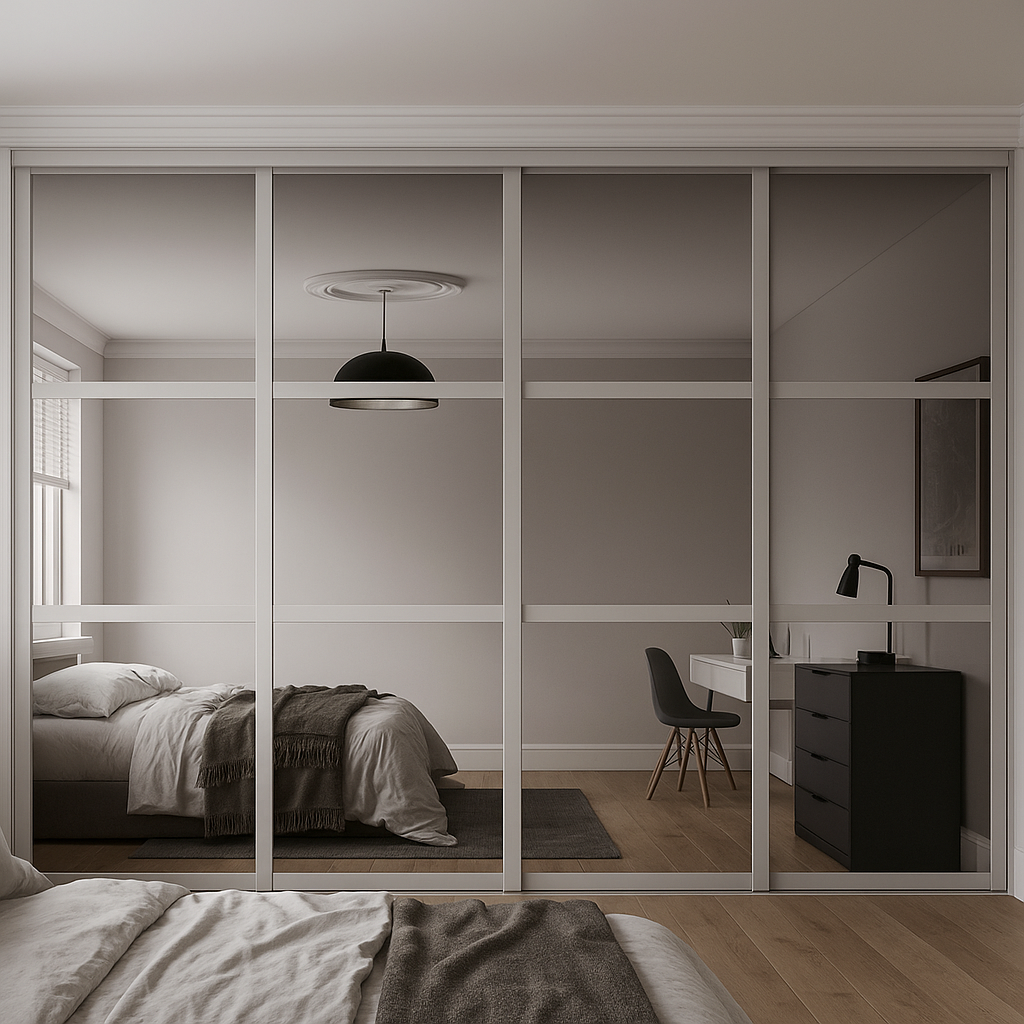 Shaker 3 Panel Mirror Sliding Wardrobe Door Kit