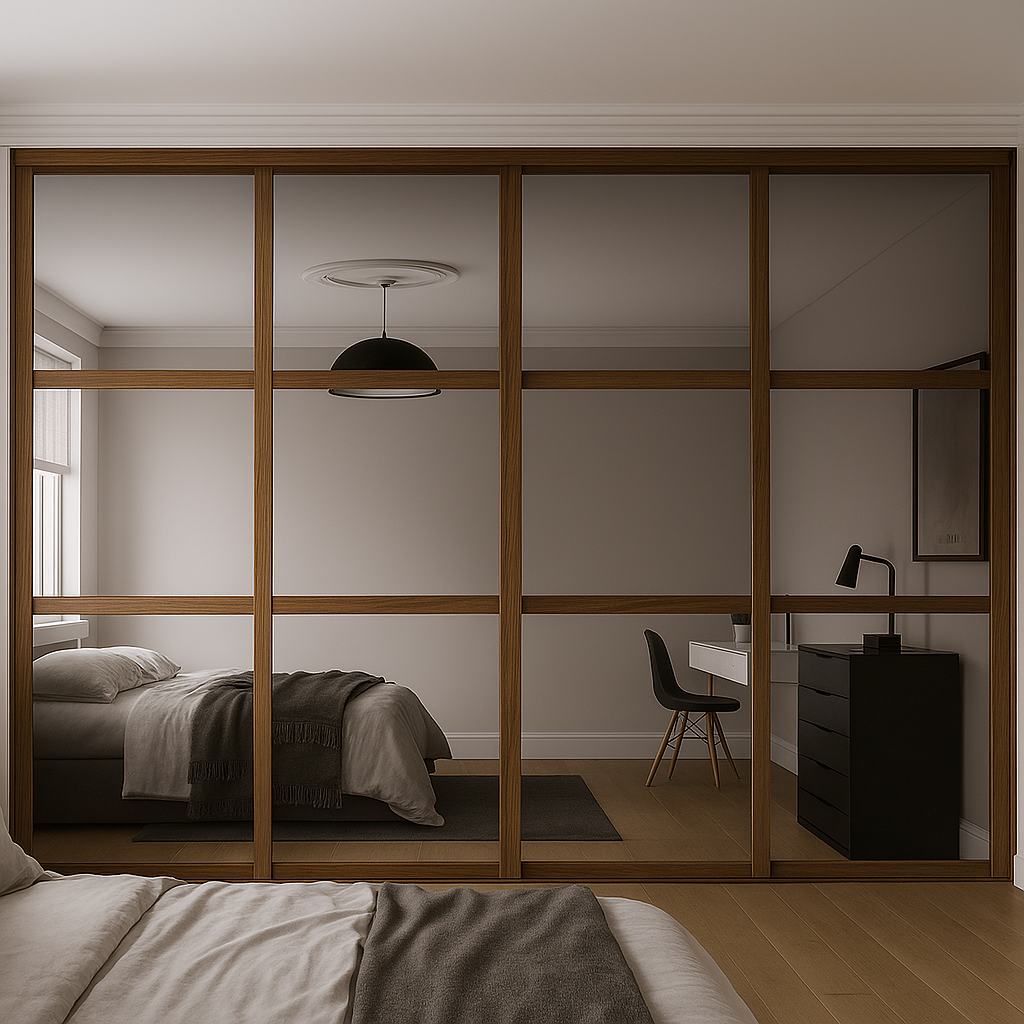 Shaker 3 Panel Mirror Sliding Wardrobe Door Kit