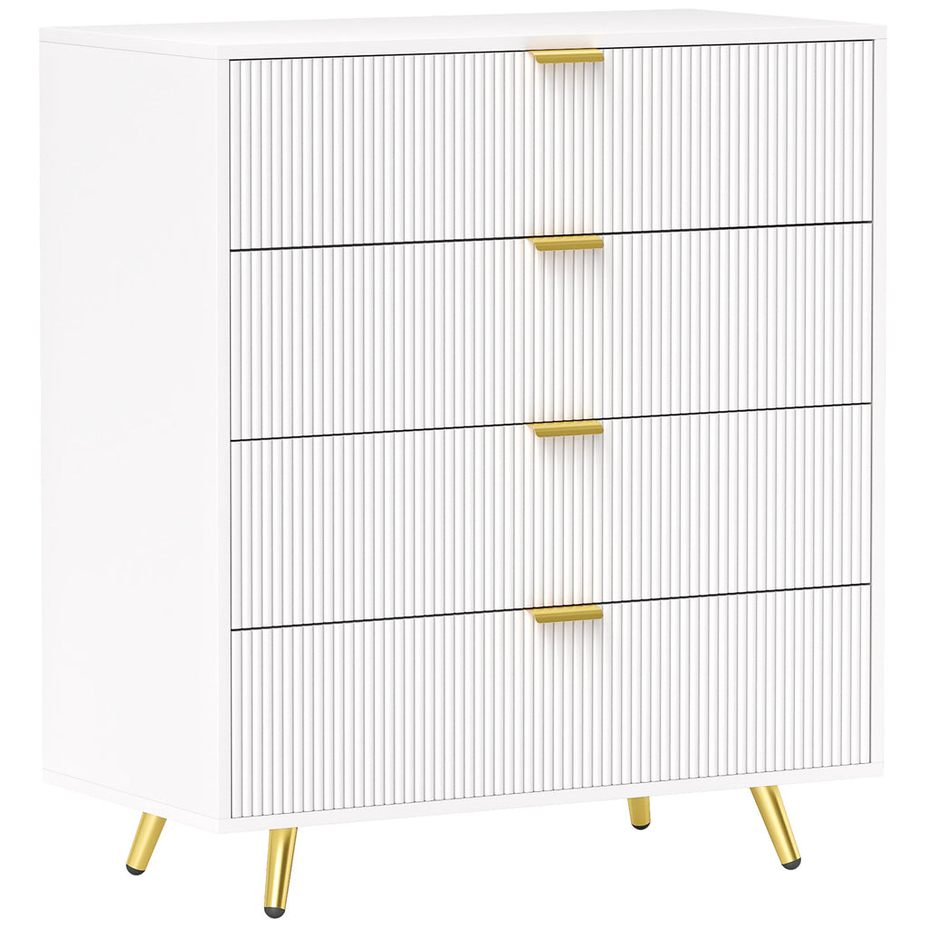 Elegant Four-Drawer Bedside Table - White-0