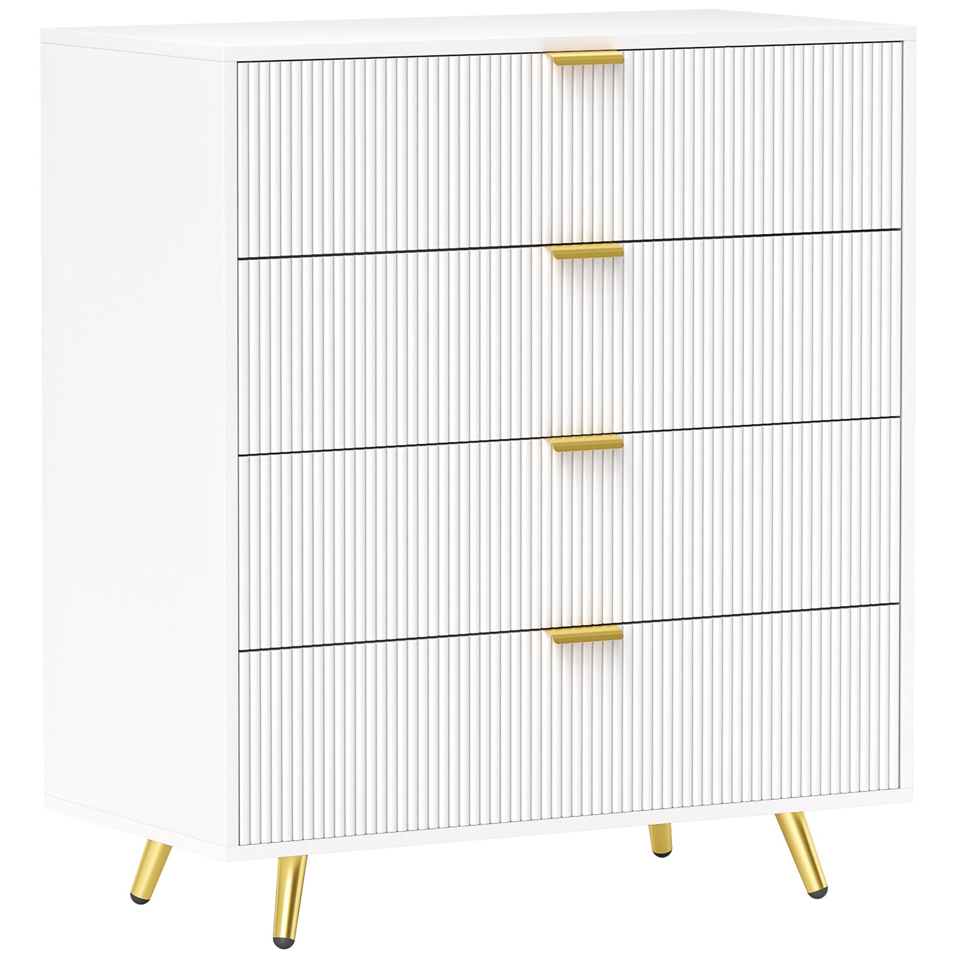 Elegant Four-Drawer Bedside Table - White-0