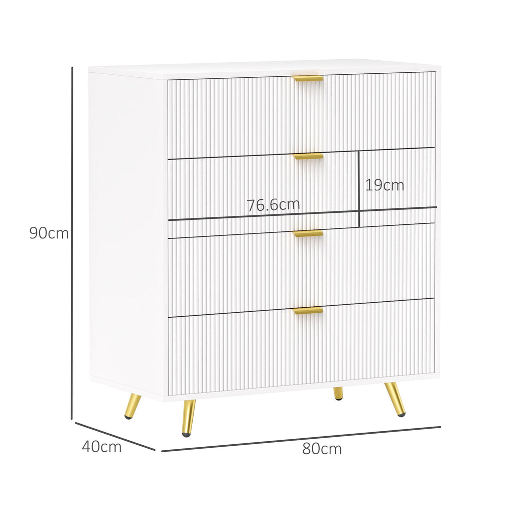 Elegant Four-Drawer Bedside Table - White-2