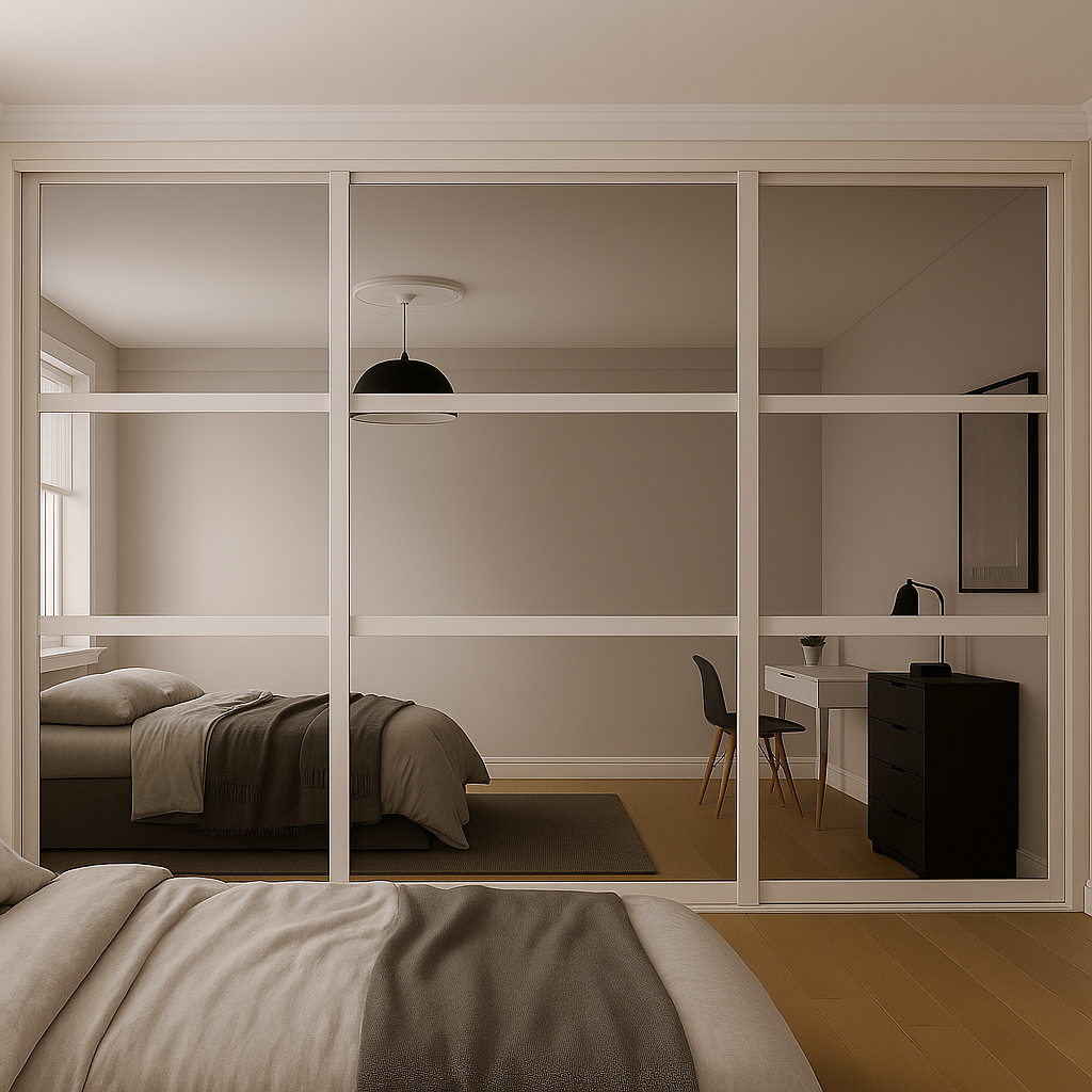 Shaker 3 Panel Mirror Sliding Wardrobe Door Kit