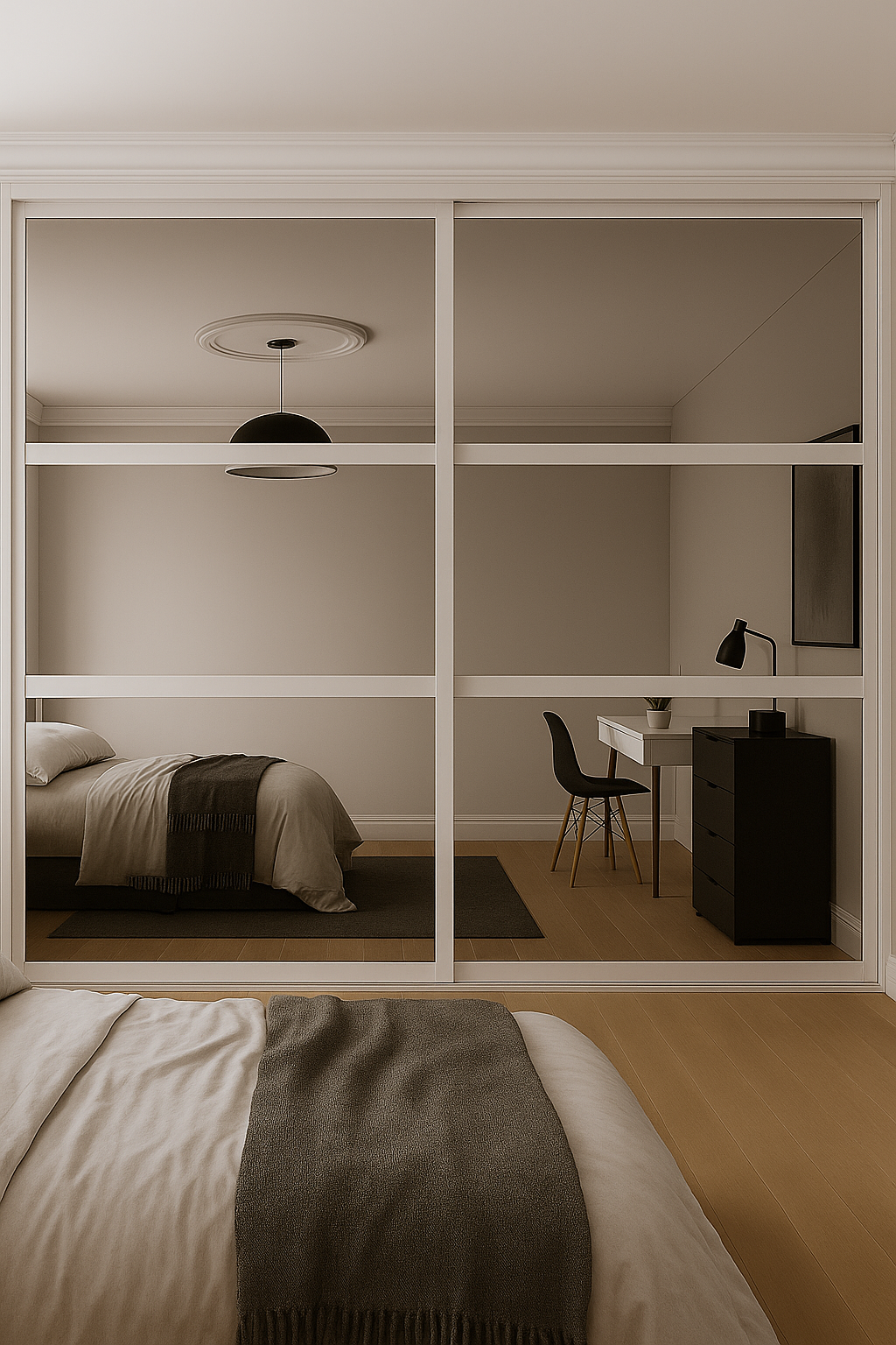 Shaker 3 Panel Mirror Sliding Wardrobe Door Kit