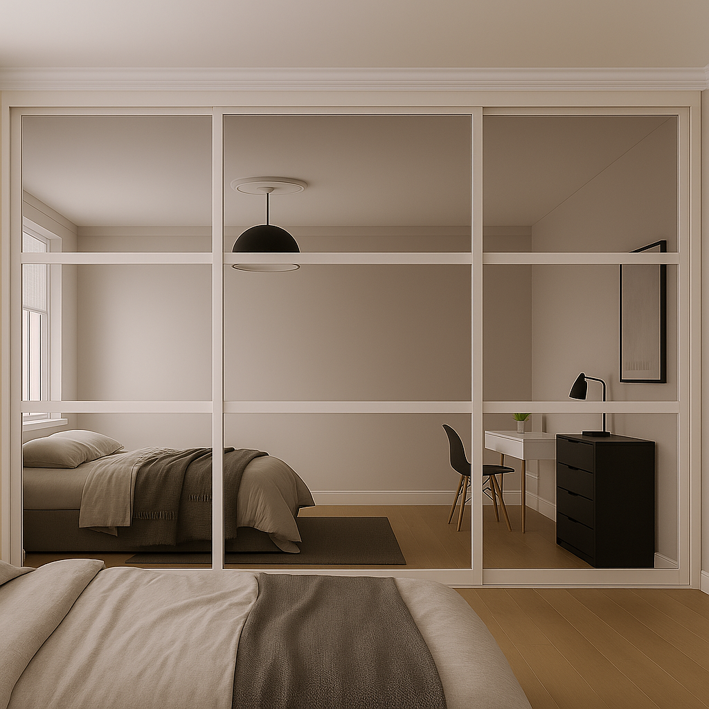 Shaker 3 Panel Mirror Sliding Wardrobe Door Kit