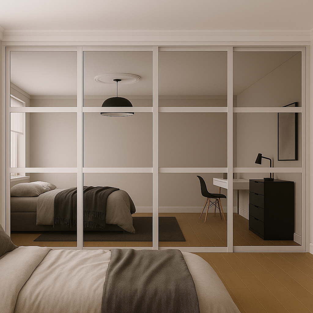 Shaker 3 Panel Mirror Sliding Wardrobe Door Kit