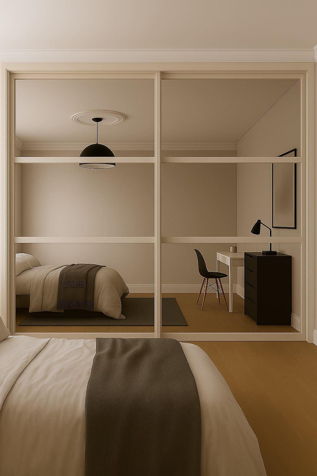 Shaker 3 Panel Mirror Sliding Wardrobe Door Kit