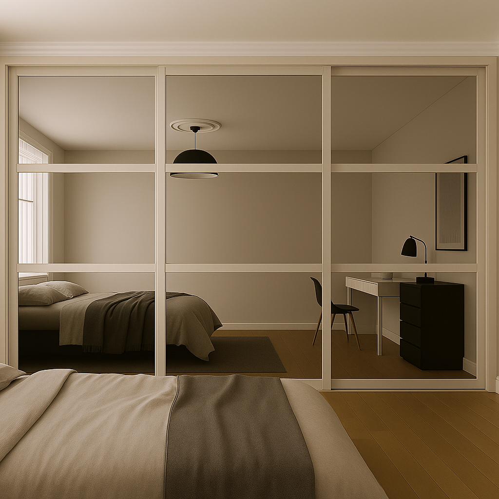 Shaker 3 Panel Mirror Sliding Wardrobe Door Kit