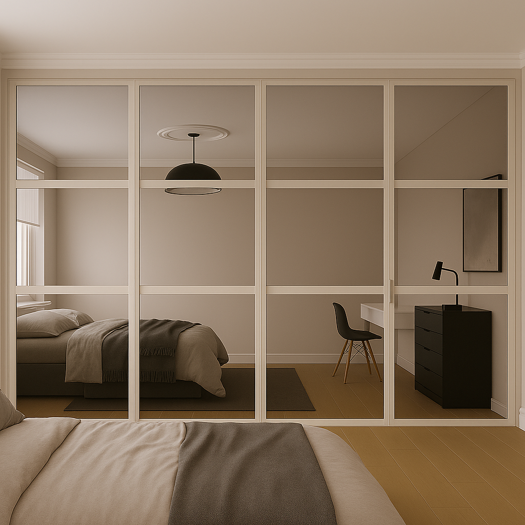 Shaker 3 Panel Mirror Sliding Wardrobe Door Kit