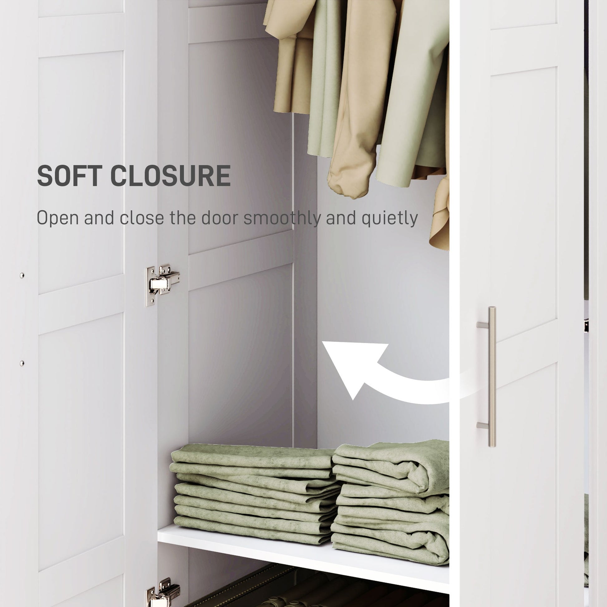 Double Paneled Wardrobe with Shelves for Extra Storage - White-4
