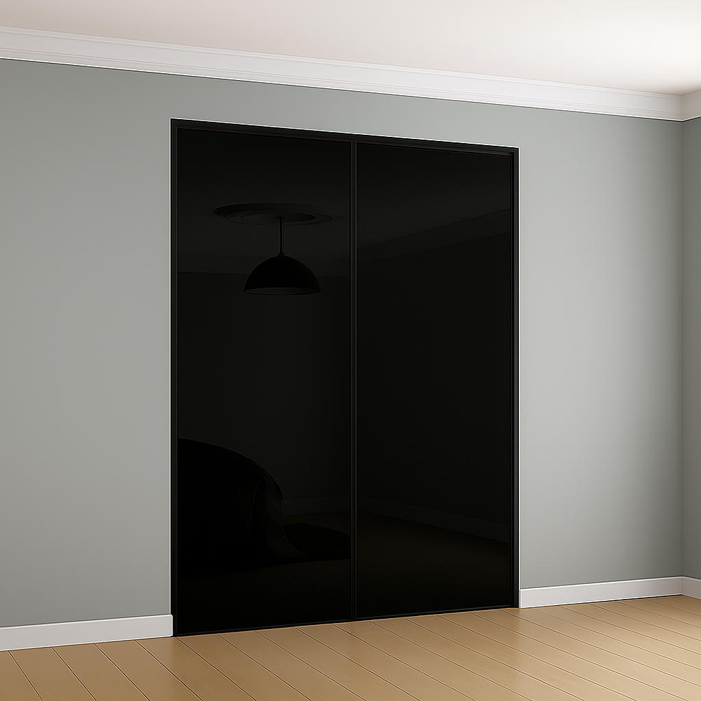 Classic Black Frame with Black Glass Wardrobe Door Kit