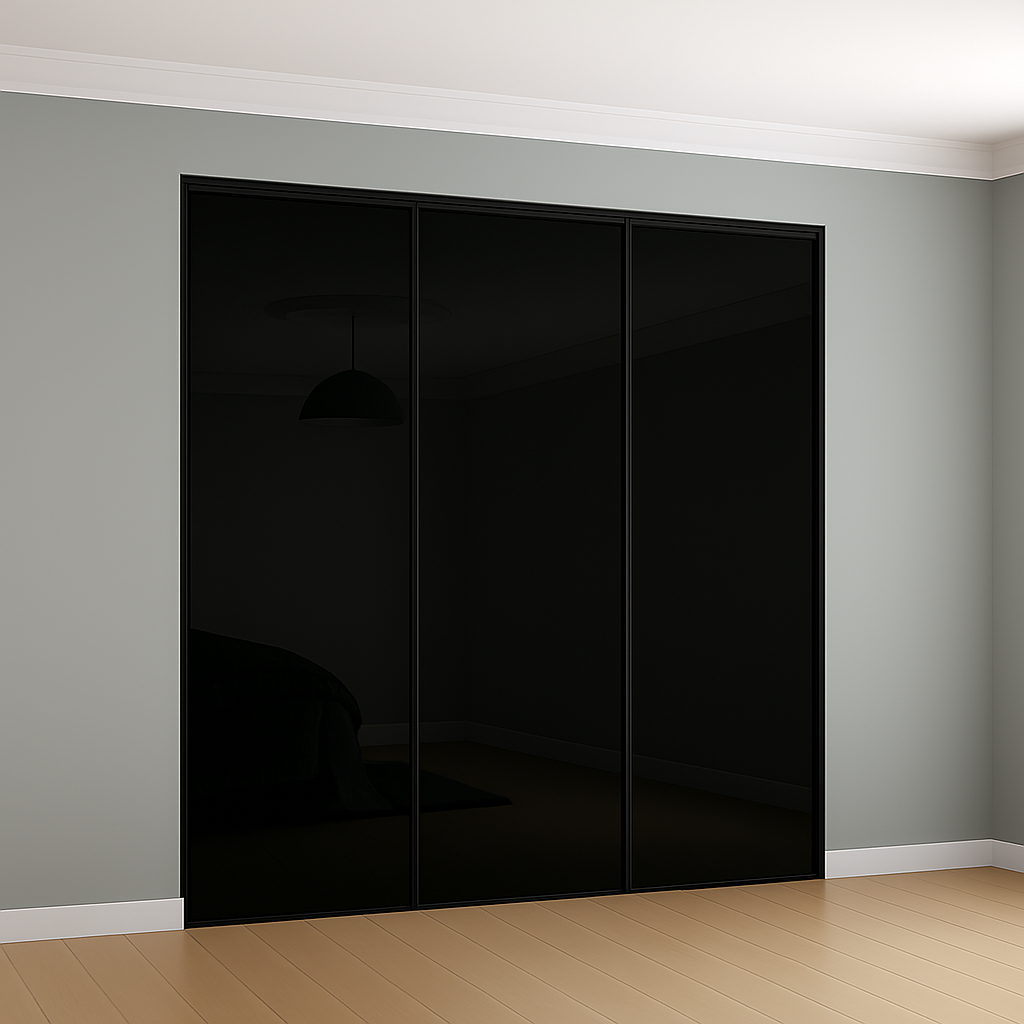 Classic Black Frame with Black Glass Wardrobe Door Kit