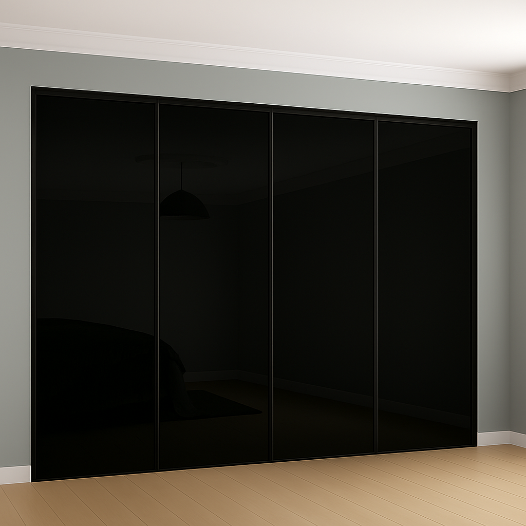 Classic Black Frame with Black Glass Wardrobe Door Kit