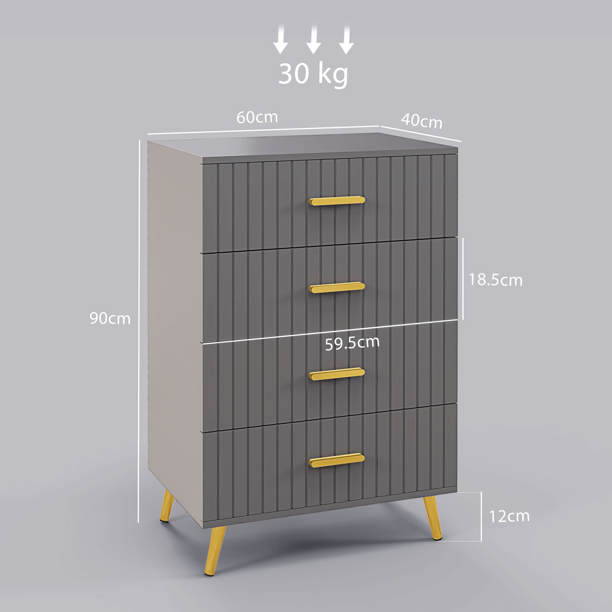 Bedroom Chest of Drawers, Modern 4-Drawer Dresser, Storage Drawer Unit with Aluminium Legs, Dark Grey | HOMCOM-1