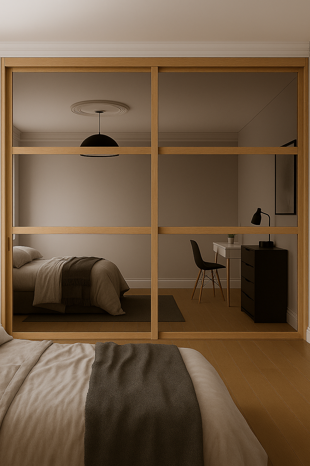 Shaker 3 Panel Mirror Sliding Wardrobe Door Kit