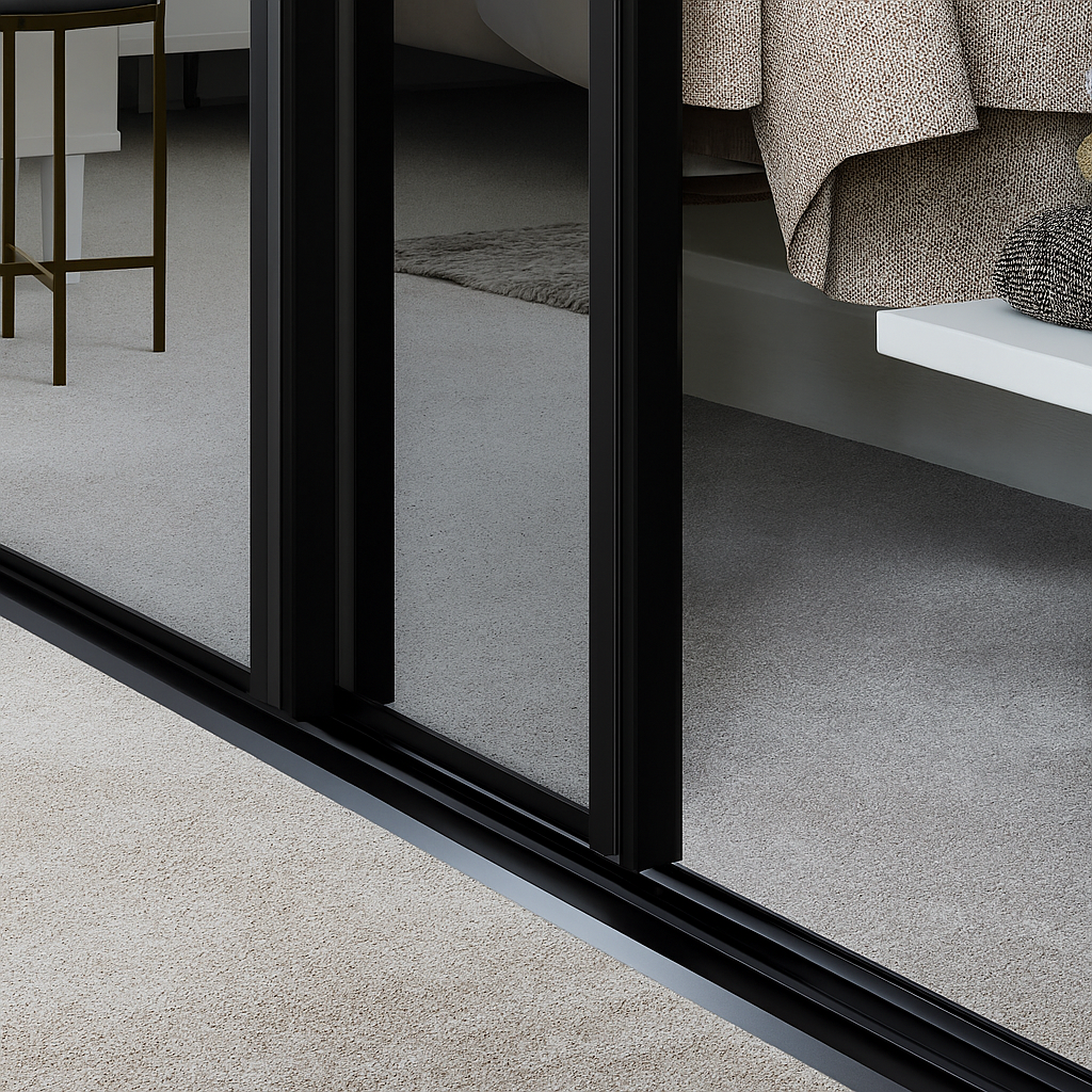 Classic Black Frame with Black Glass Wardrobe Door Kit