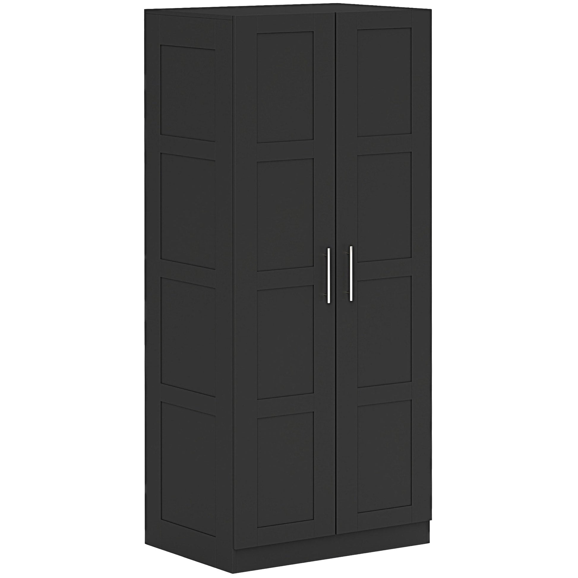 Double Paneled Wardrobe with Shelves - Black-0