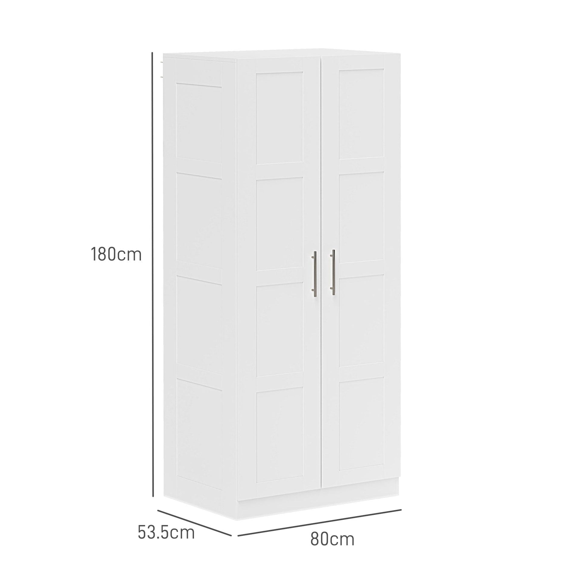 Double Paneled Wardrobe with Shelves for Extra Storage - White-2