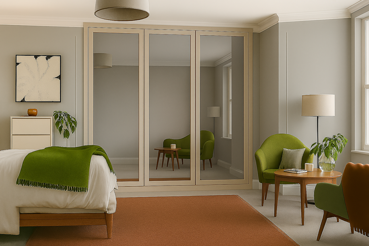 Shaker Full Mirror Sliding Wardrobe Door Kit