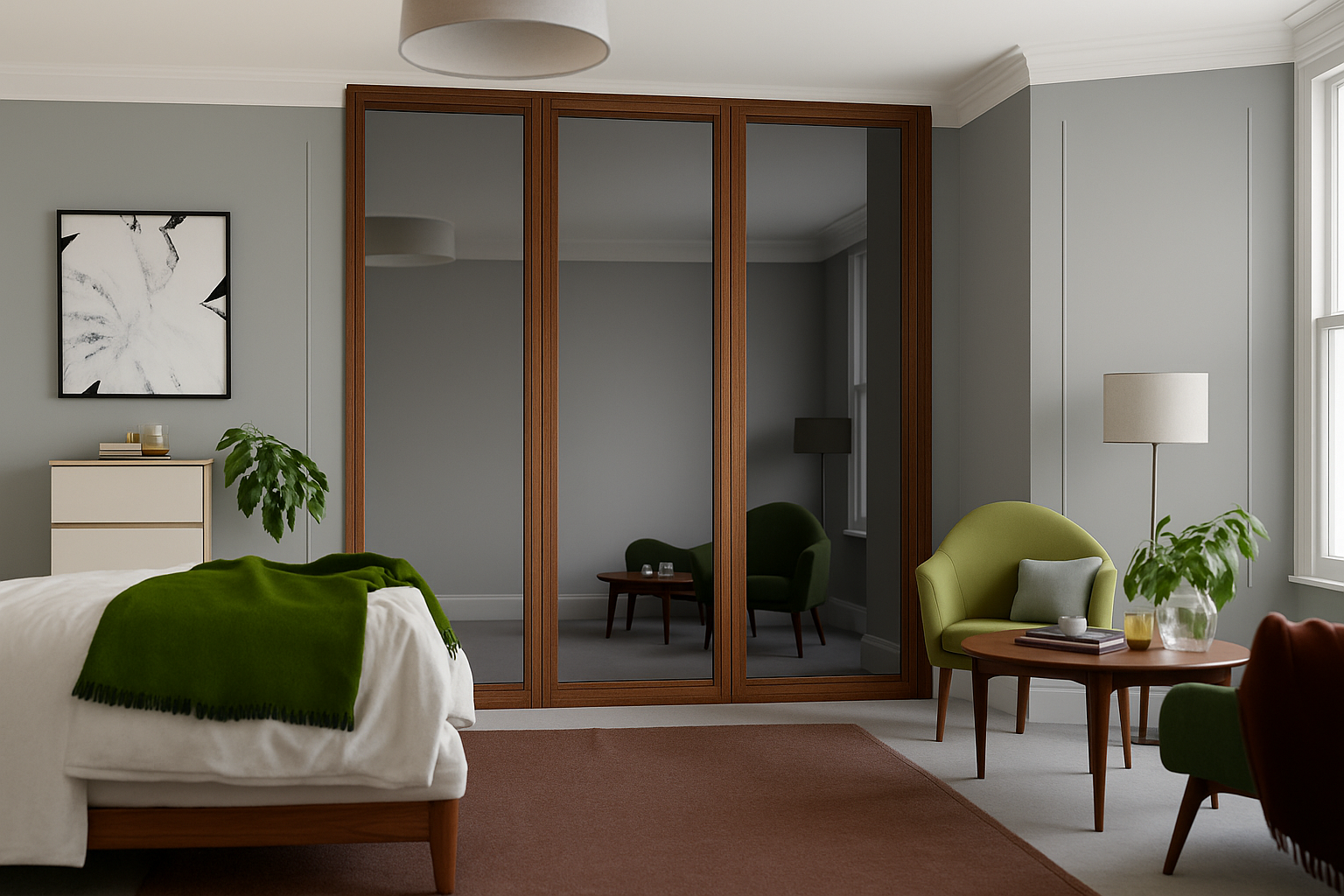 Shaker Full Mirror Sliding Wardrobe Door Kit