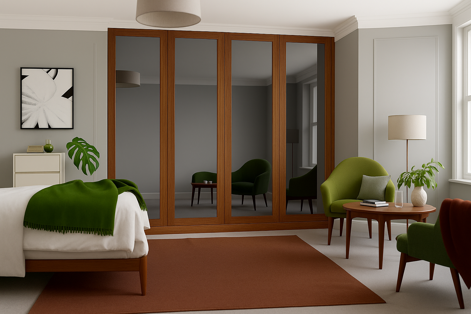 Shaker Full Mirror Sliding Wardrobe Door Kit