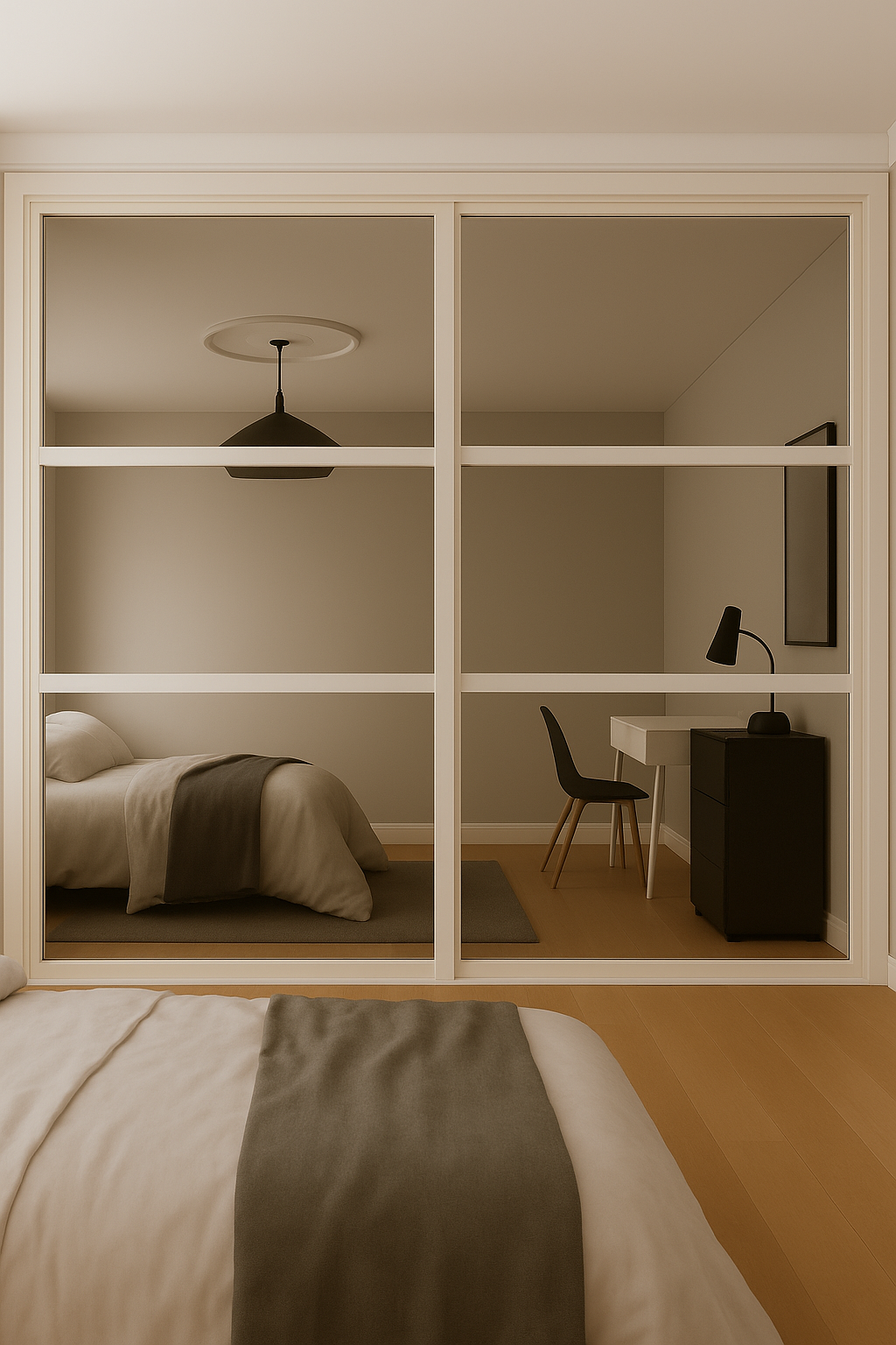 Shaker 3 Panel Mirror Sliding Wardrobe Door Kit