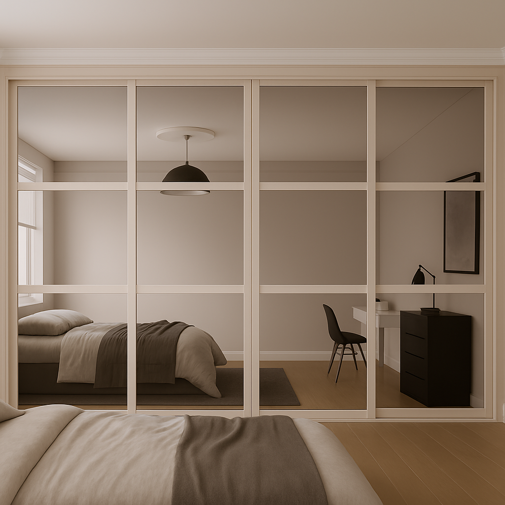 Shaker 3 Panel Mirror Sliding Wardrobe Door Kit