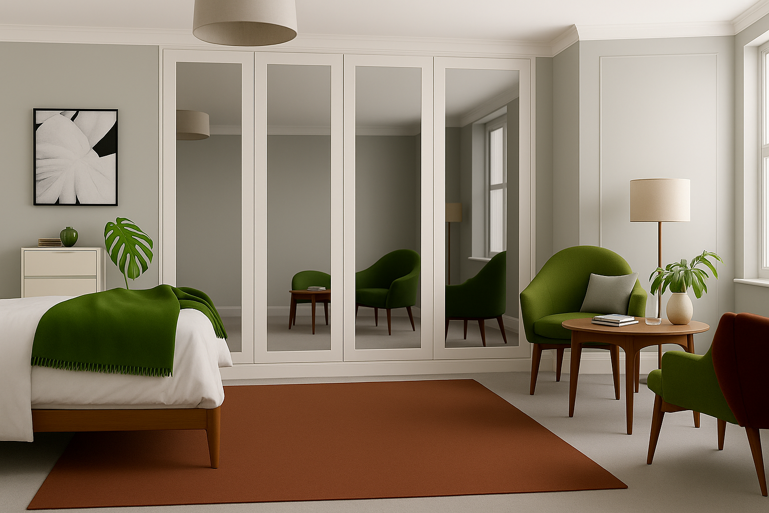 Shaker Full Mirror Sliding Wardrobe Door Kit