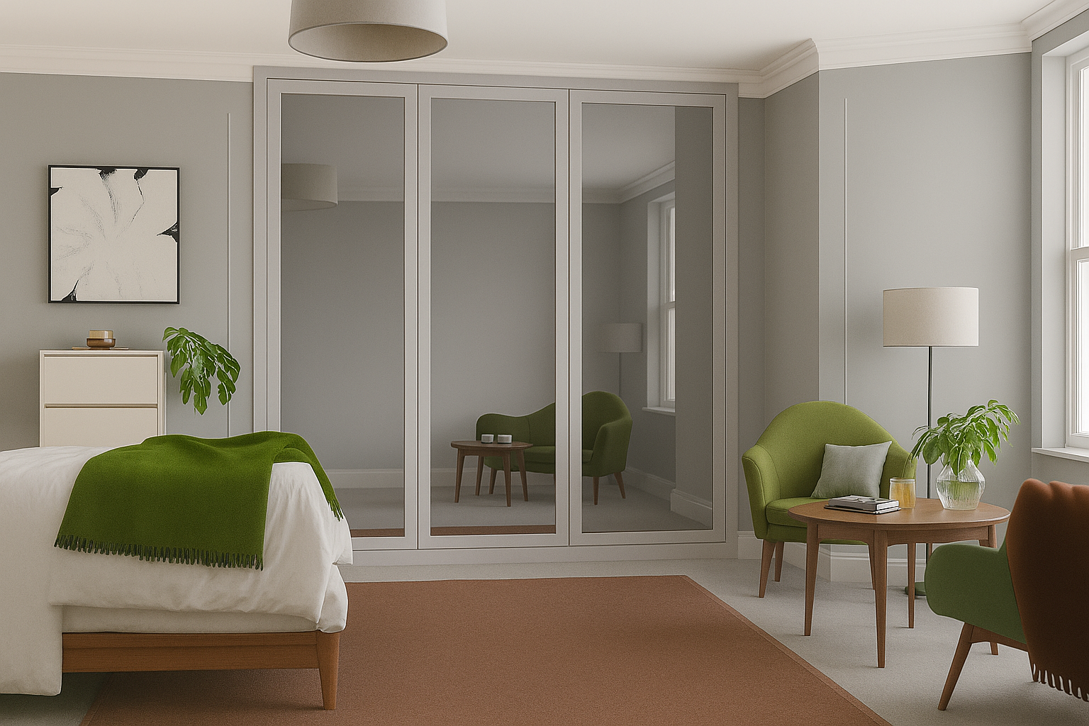 Shaker Full Mirror Sliding Wardrobe Door Kit