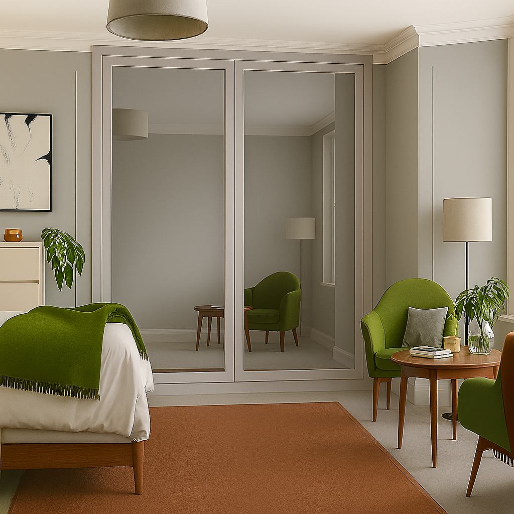 Shaker Full Mirror Sliding Wardrobe Door Kit