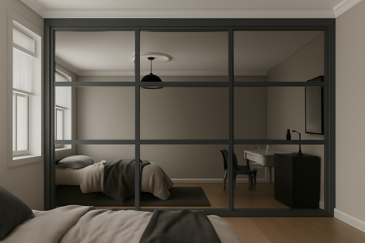 Shaker 3 Panel Mirror Sliding Wardrobe Door Kit