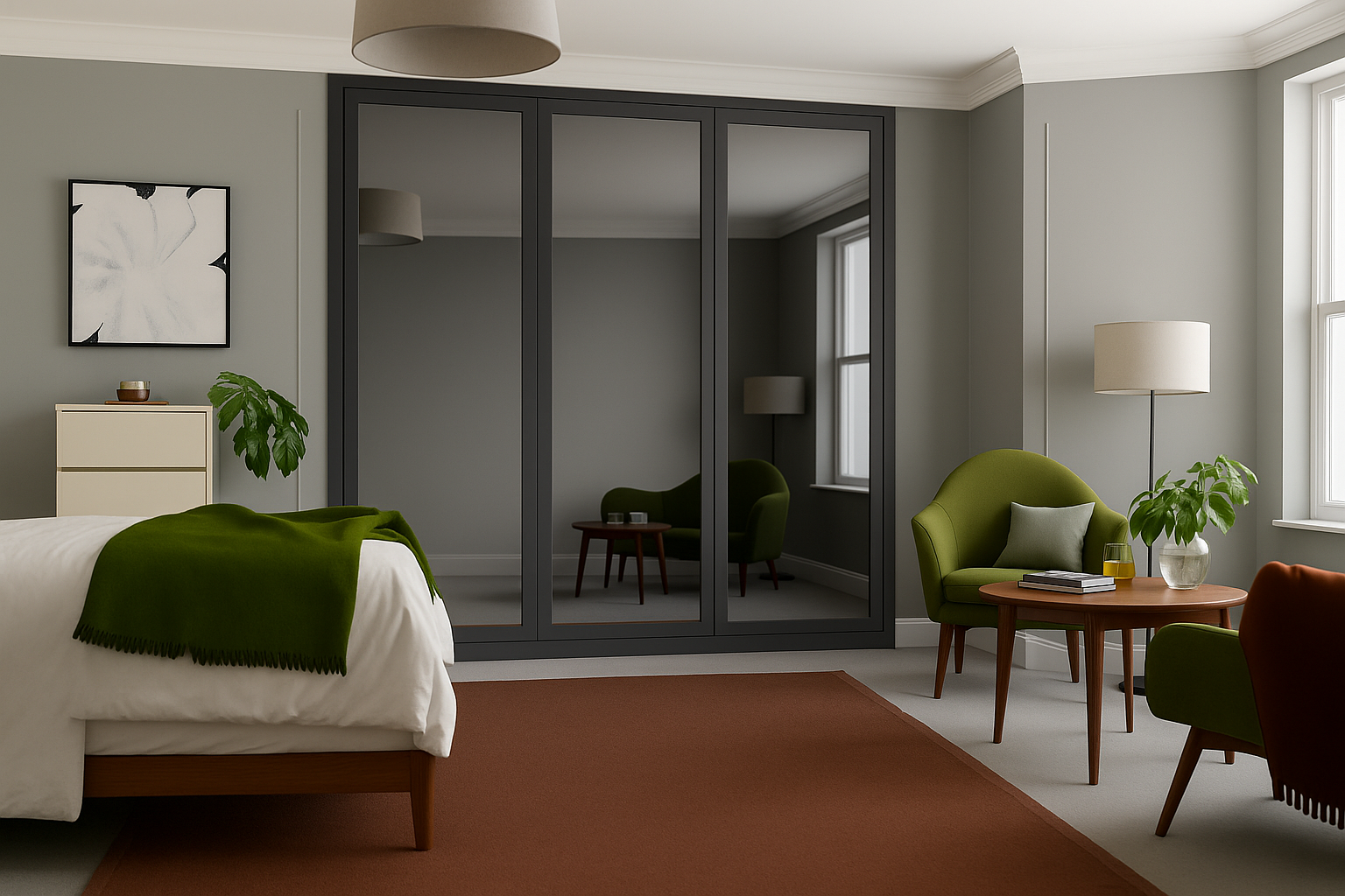 Shaker Full Mirror Sliding Wardrobe Door Kit