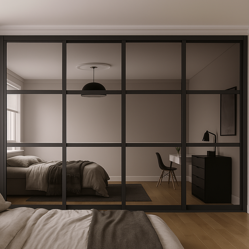 Shaker 3 Panel Mirror Sliding Wardrobe Door Kit