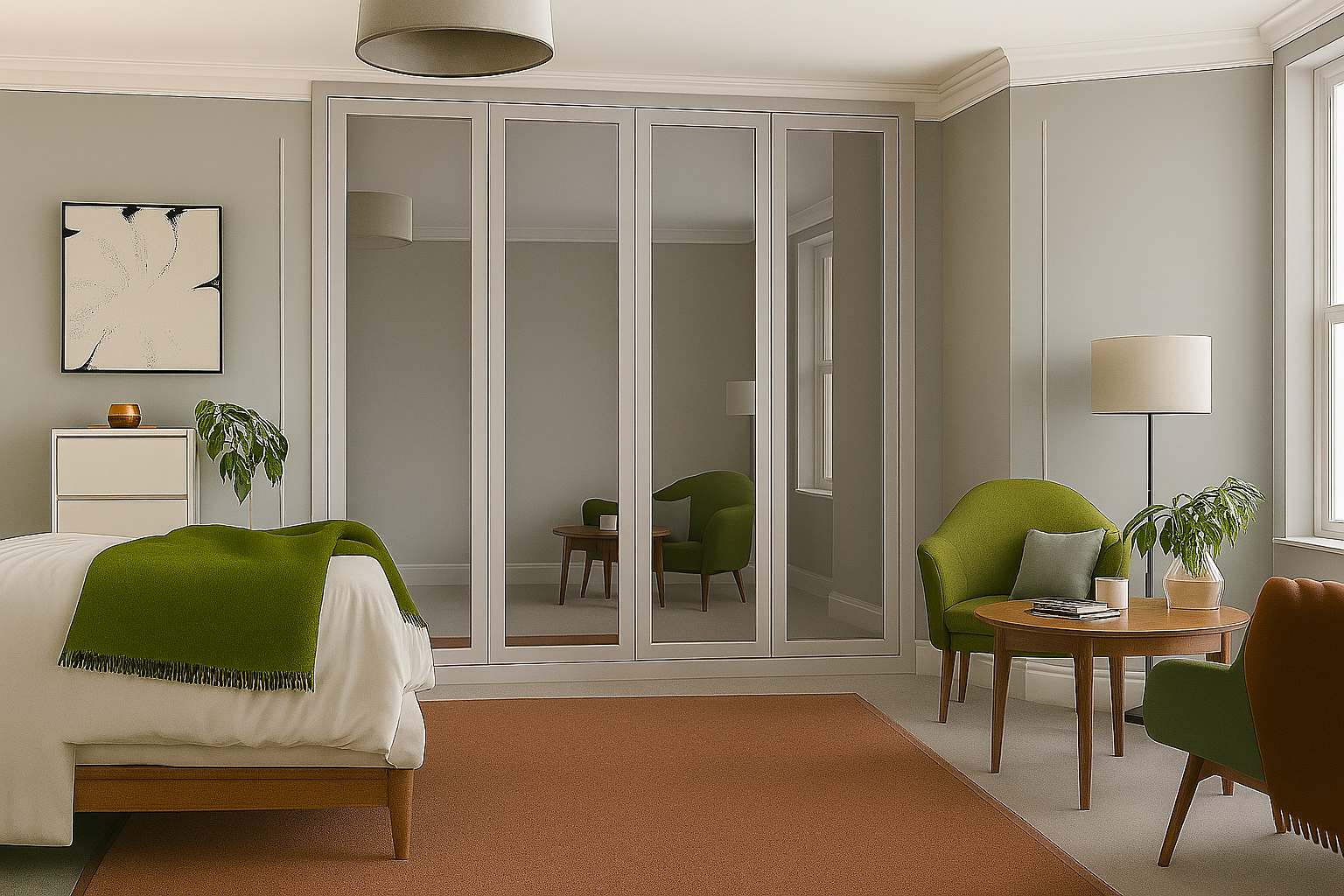 Shaker Full Mirror Sliding Wardrobe Door Kit