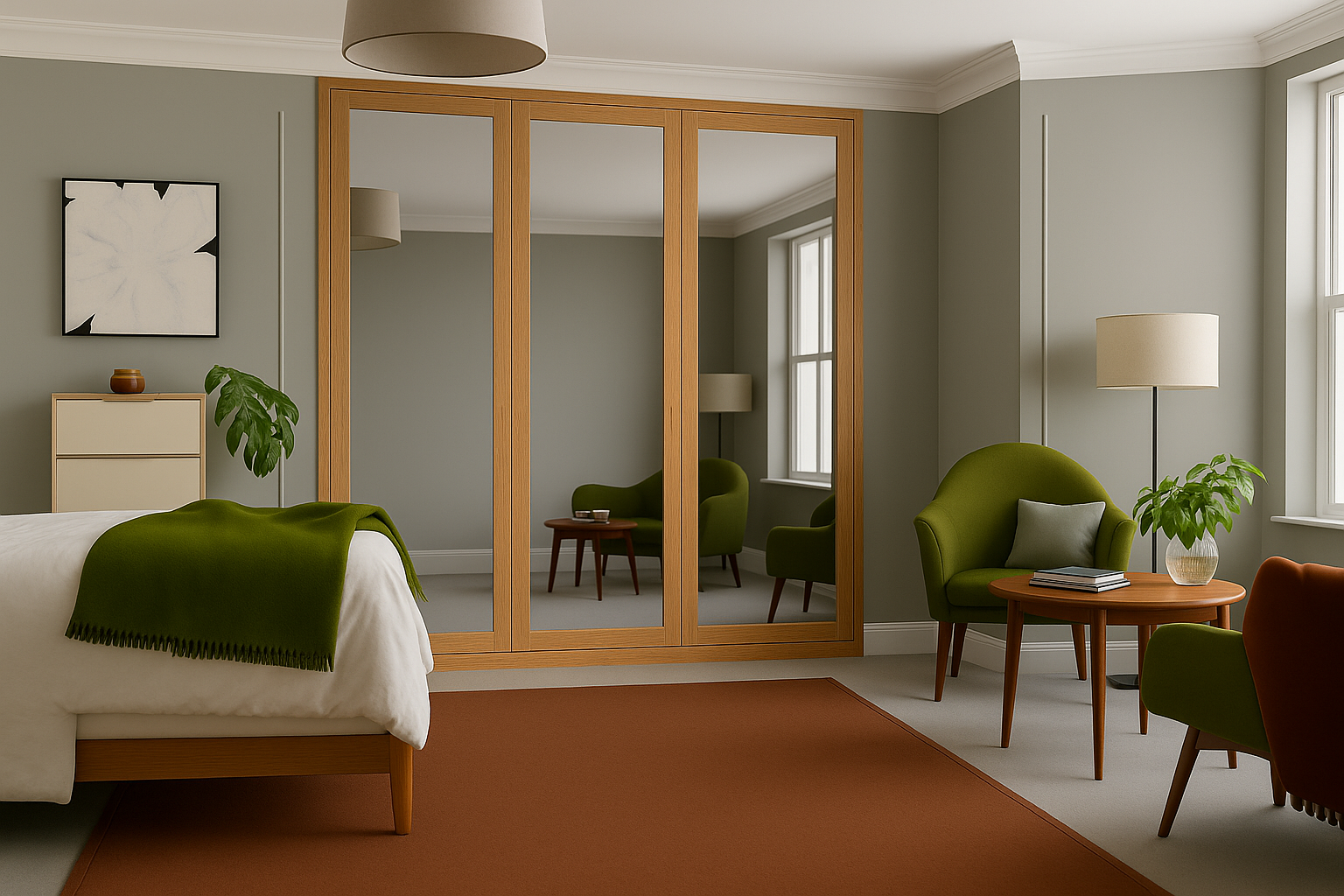 Shaker Full Mirror Sliding Wardrobe Door Kit