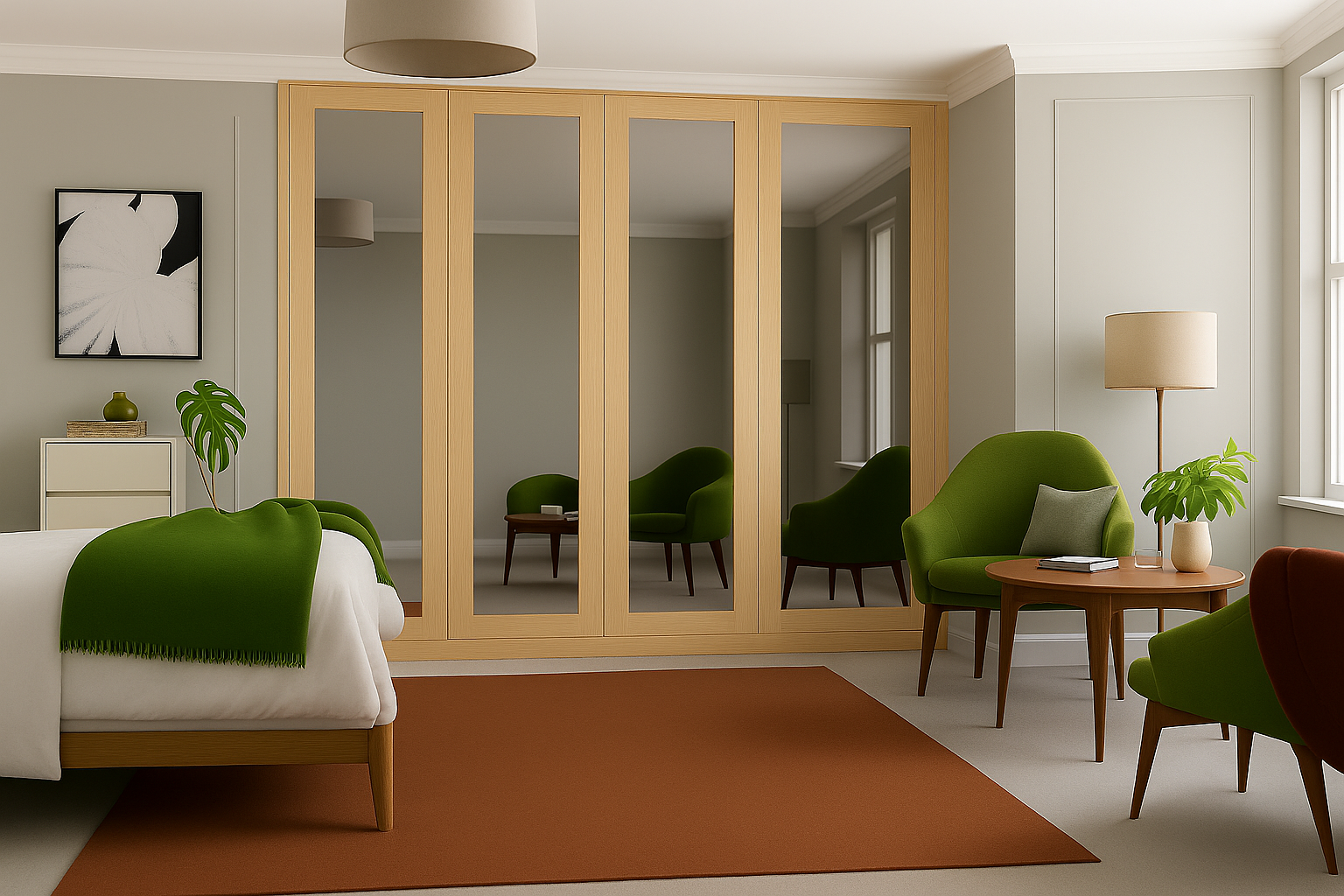 Shaker Full Mirror Sliding Wardrobe Door Kit