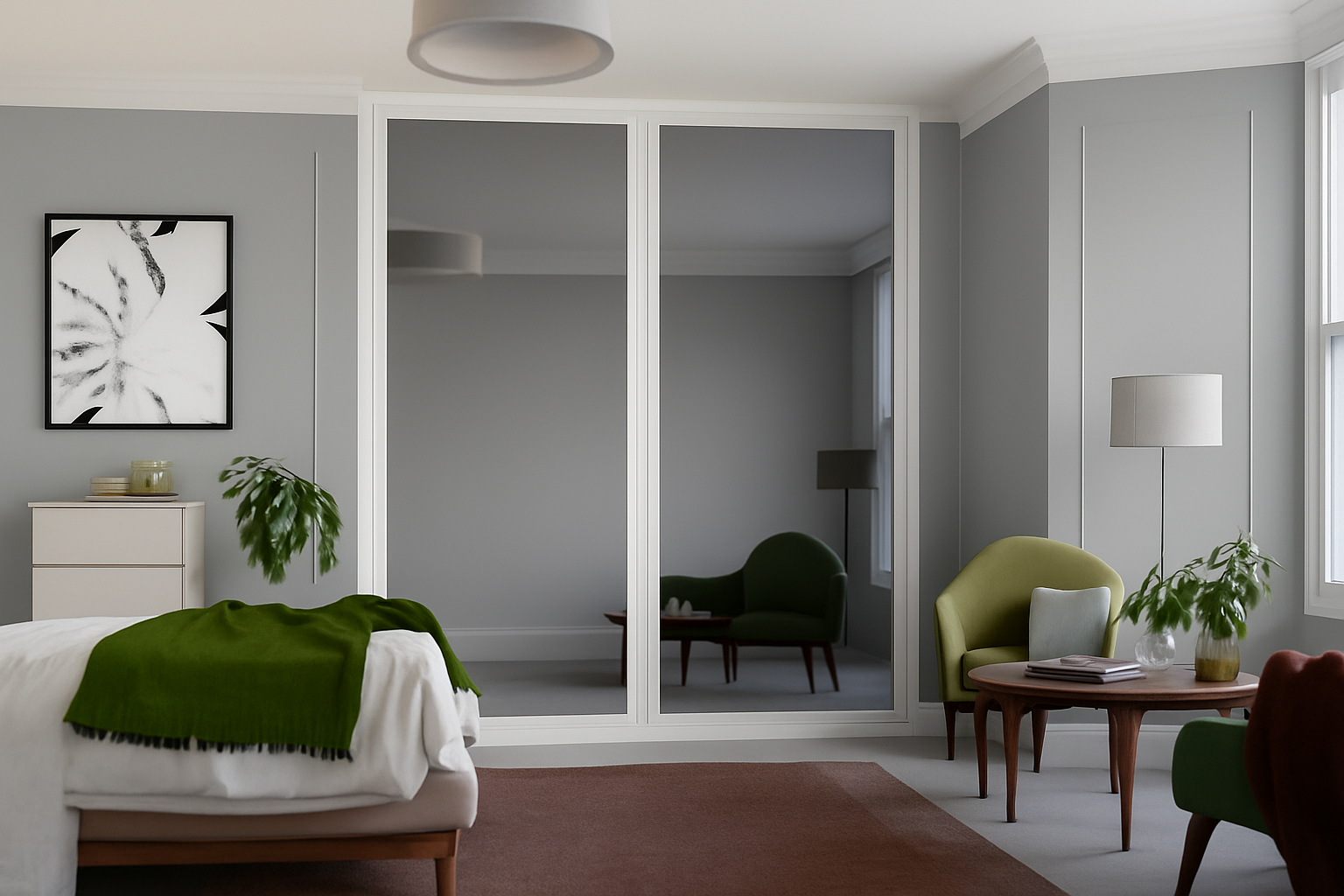 Shaker Full Mirror Sliding Wardrobe Door Kit