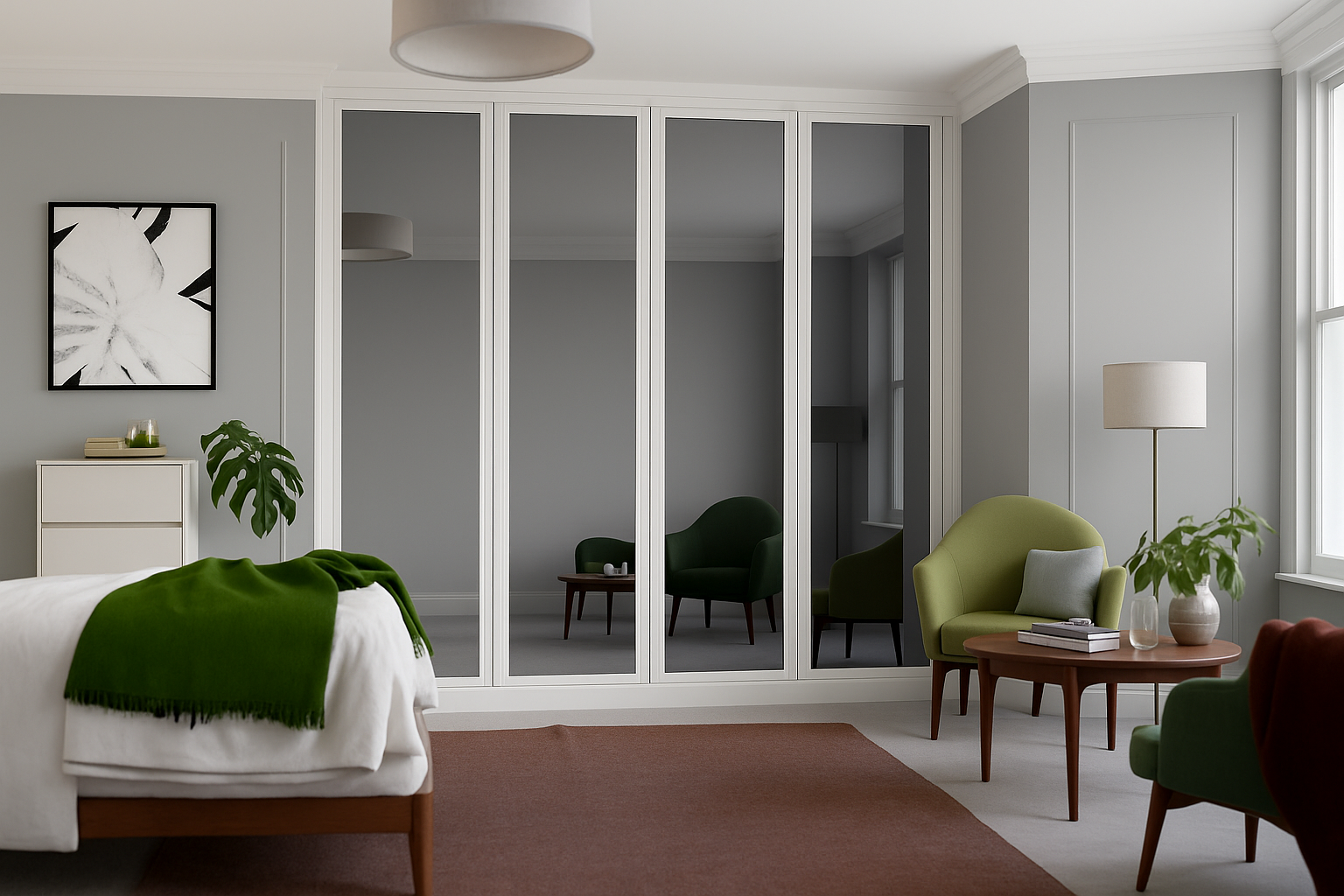 Shaker Full Mirror Sliding Wardrobe Door Kit
