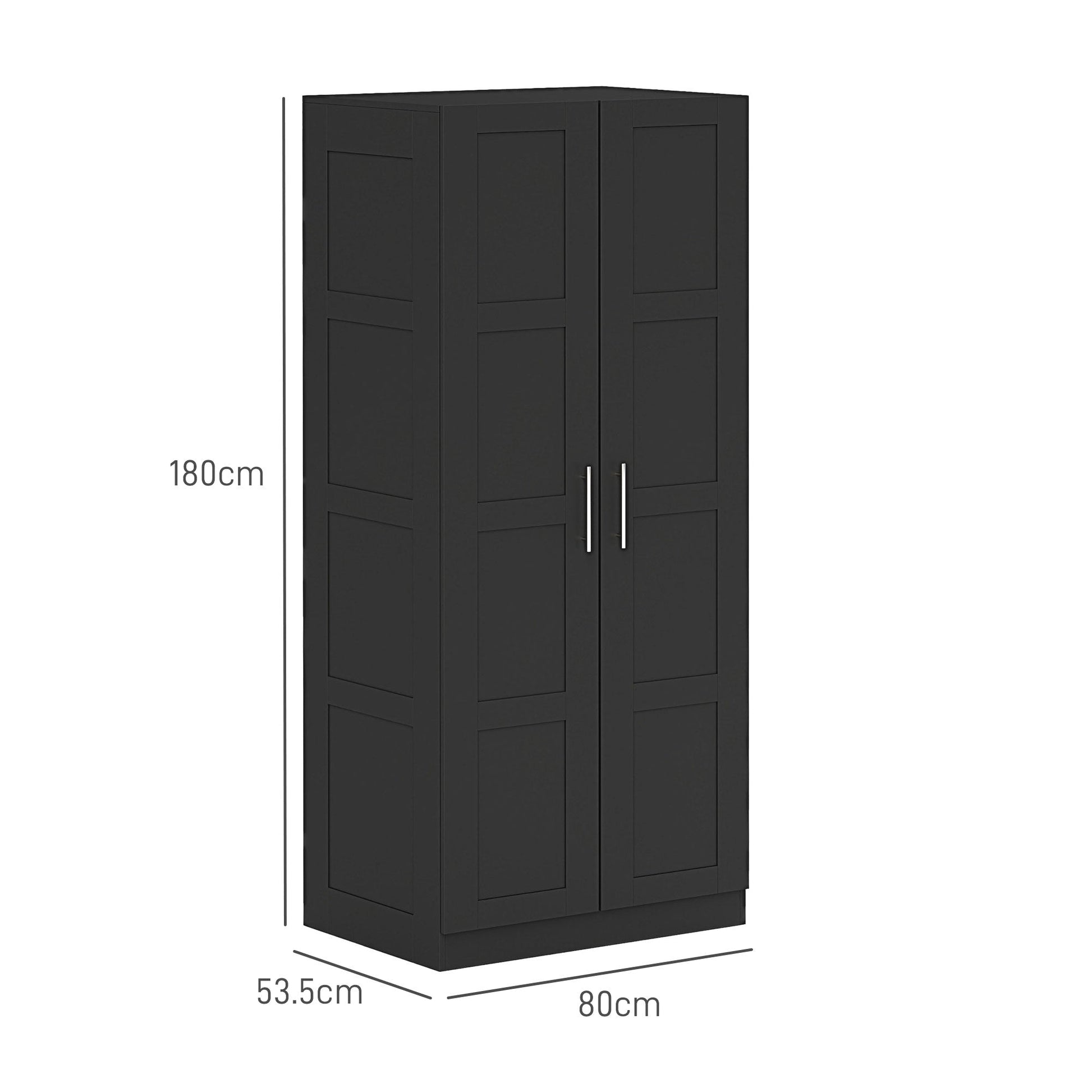 Double Paneled Wardrobe with Shelves - Black-2