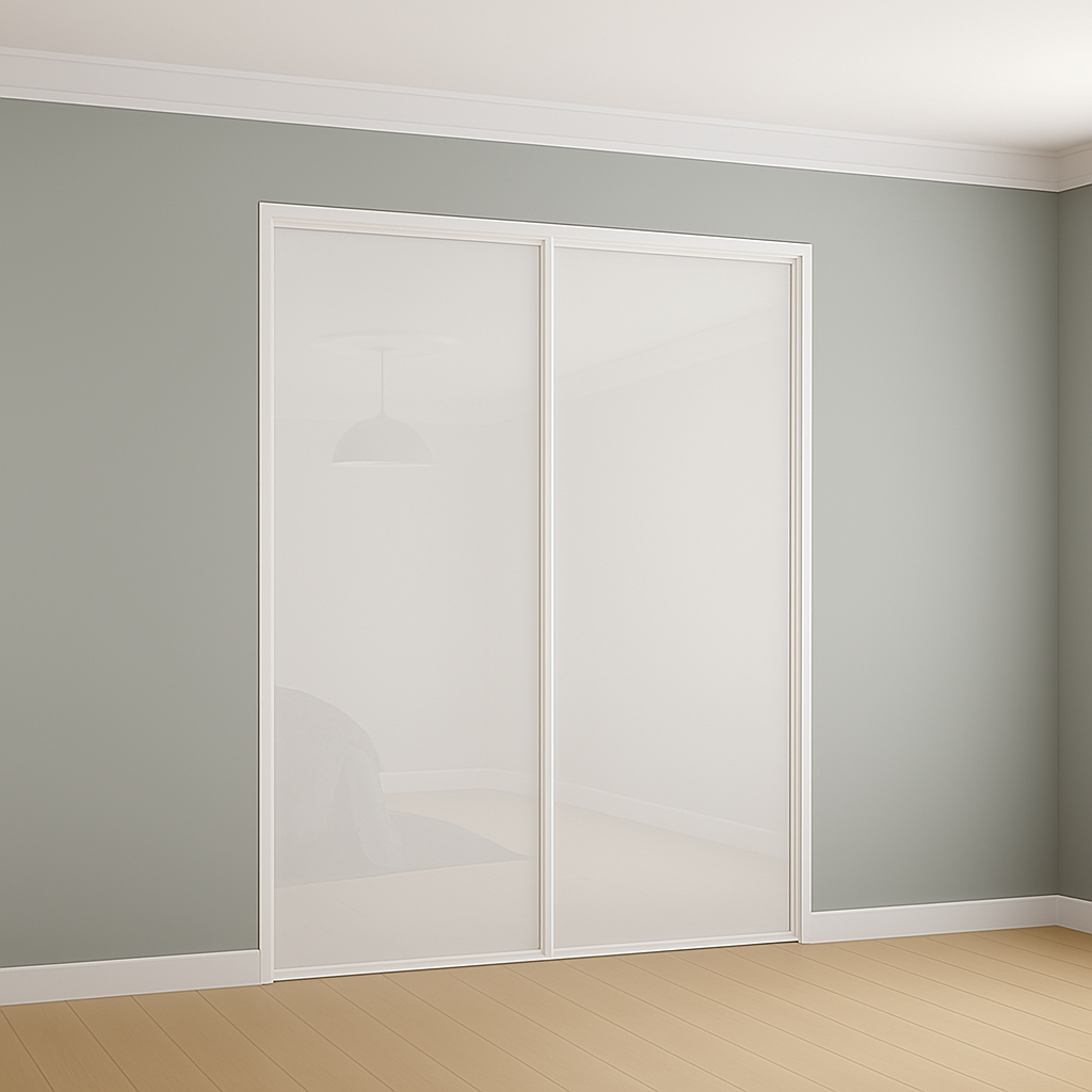 Classic White Frame with White Glass Wardrobe Door Kit