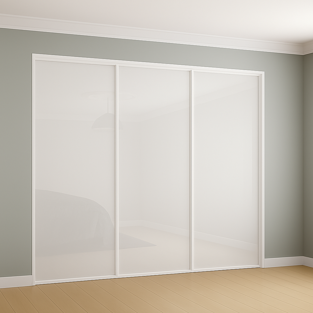 Classic White Frame with White Glass Wardrobe Door Kit