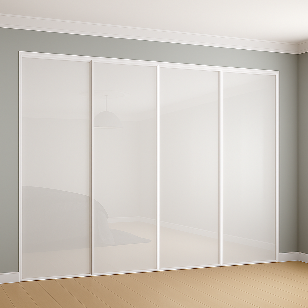 Classic White Frame with White Glass Wardrobe Door Kit
